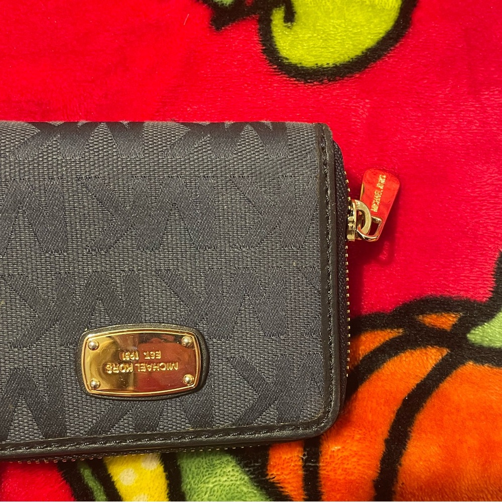 Michael Kors Charcoal Wallet with Gold Accents